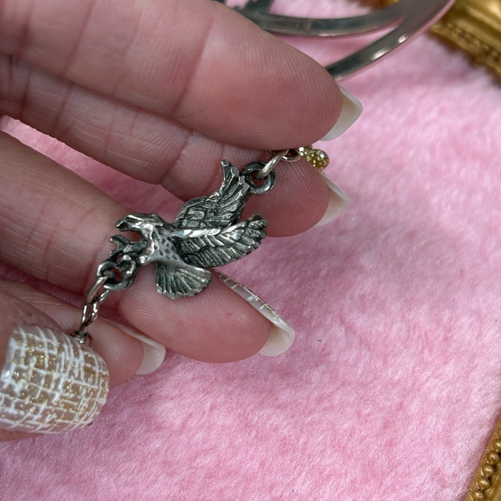 EJC 1992 Vintage Silver Eagle Slave Cuff Bracelet and Ring - Picture 4 of 13